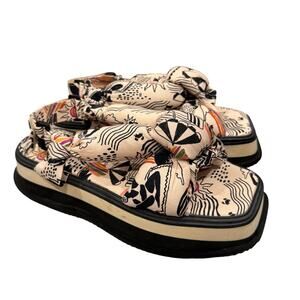 Farm Rio Birds Scarf Platform Sandals FARM Rio